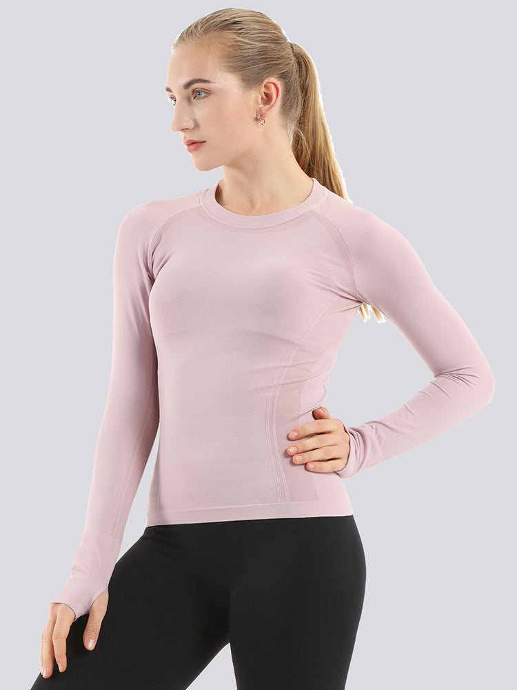 Mathcat Seamless Workout Shirts Women's Compression Shirt Purple