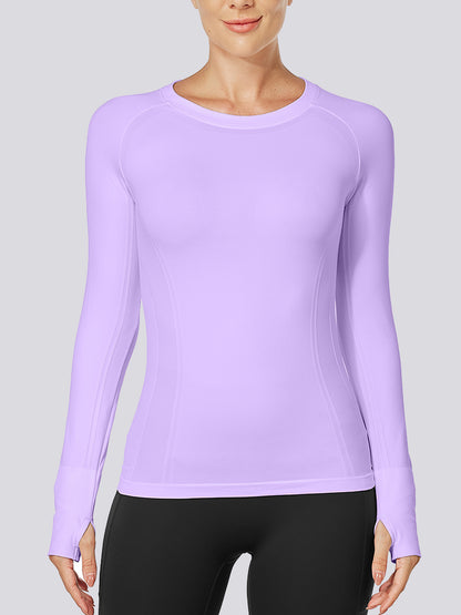 MathCat Quick Dry Gym Athletic Long Sleeve Workout Shirts Purple01
