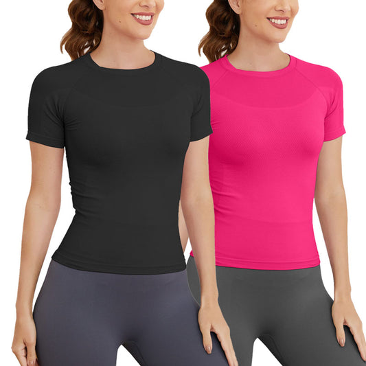 MathCat 2 Pack Seamless Soft Workout Tops T-shirts