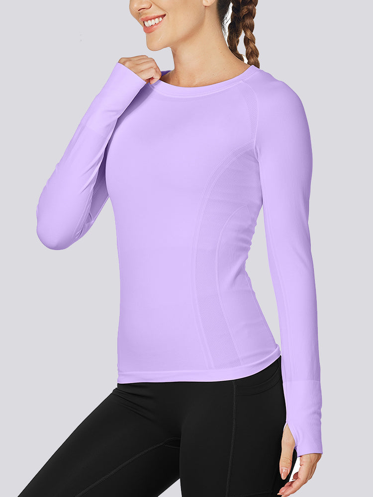 MathCat Quick Dry Gym Athletic Long Sleeve Workout Shirts Purple01
