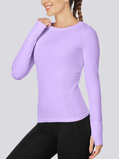 MathCat Quick Dry Gym Athletic Long Sleeve Workout Shirts Purple01