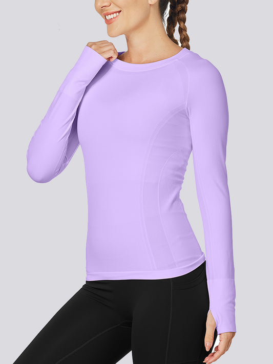 MathCat Quick Dry Gym Athletic Long Sleeve Workout Shirts Purple01