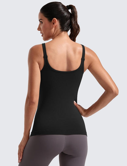 MathCat Women's U Neck Tank Tops with Built in Bra, Padded Workout Tank Camisole Crop Top Athletic Yoga Lounge
