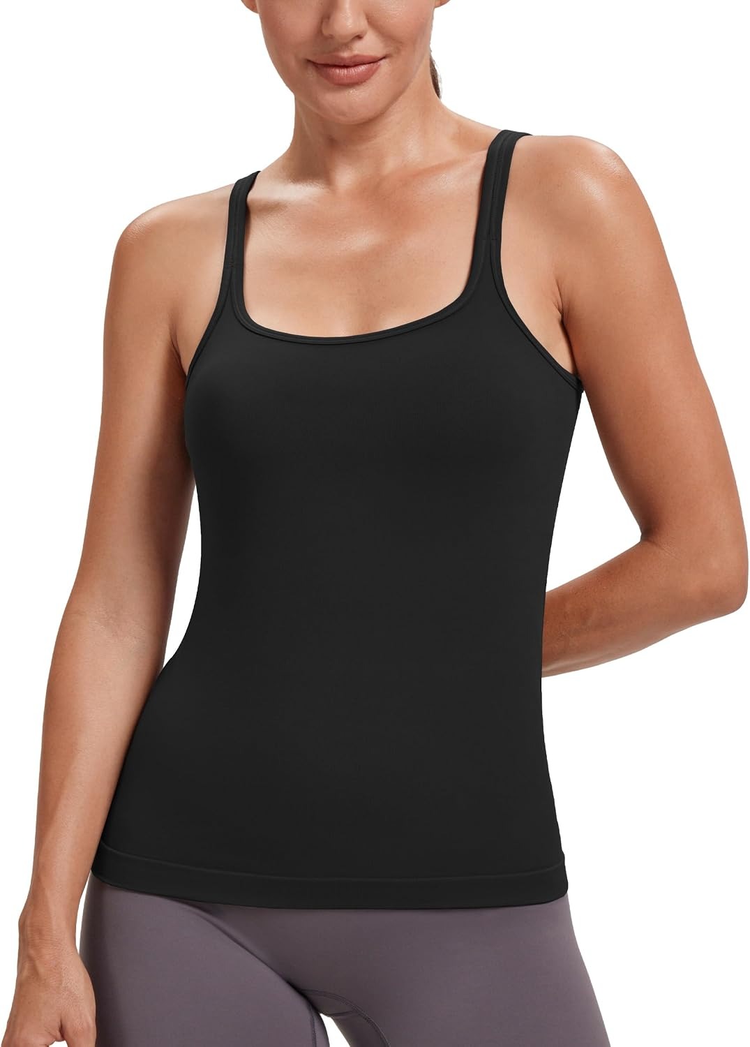 MathCat Women's U Neck Tank Tops with Built in Bra, Padded Workout Tank Camisole Crop Top Athletic Yoga Lounge