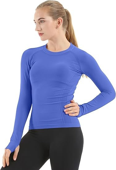 MATHCAT Women Seamless Workout Shirts-Quick Dry Gym Shirt Long Sleeve Running Outfit for Traning,Yoga and Pilates