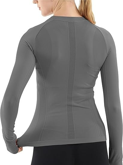 MATHCAT Women Seamless Workout Shirts-Quick Dry Gym Shirt Long Sleeve Running Outfit for Traning,Yoga and Pilates