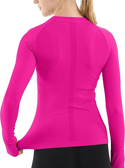 MATHCAT Women Seamless Workout Shirts-Quick Dry Gym Shirt Long Sleeve Running Outfit for Traning,Yoga and Pilates