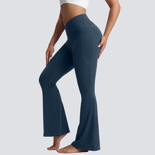 MATHCAT-Wholesale Flare Leggings for Women with Pockets, Crossover High Waisted Bootcut Black Flared Pants for Yoga Workout Gym