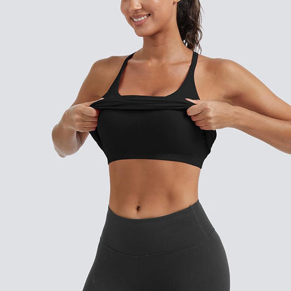 MATHCAT Seamless Workout Tank Tops for Women with Built in Bra, Spaghetti Strap Ribbed Athletic Strappy Back Yoga Shirts