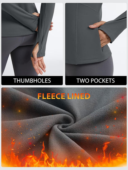 MATHCAT Thermal Shirts for Women Fleece Lined Long Sleeve Thermal Tops Base Layer Winter Gear Running Athletic Underwear