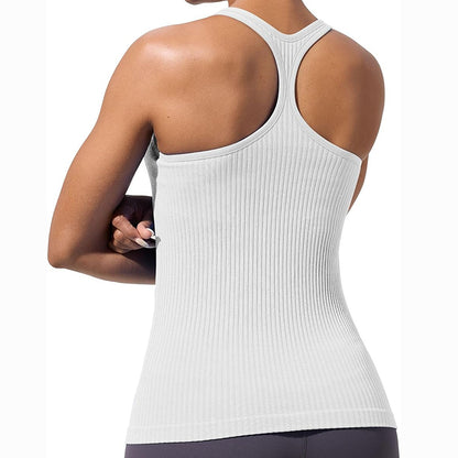 MATHCAT Workout Tank Tops for Women with Built in Bra, Seamless V Neck Tops Fitness Workout Yoga Shirts
