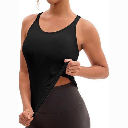 MATHCAT Racerback Workout Tank Tops for Women with Built in Bra, Sleeveless Camisole Tops Seamless Gym Athletic Yoga Shirts