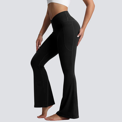 MATHCAT-Wholesale Flare Leggings for Women with Pockets, Crossover High Waisted Bootcut Black Flared Pants for Yoga Workout Gym