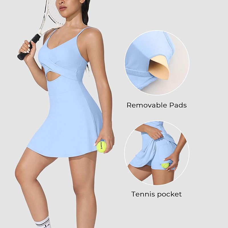MathCat Tennis Dress, Athletic Dress for Women with Built in Bra & Shorts Pockets Golf Summer Dresses Outfits for Workout