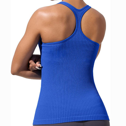 MATHCAT Workout Tank Tops for Women with Built in Bra, Seamless V Neck Tops Fitness Workout Yoga Shirts