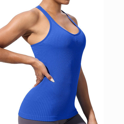 MATHCAT Workout Tank Tops for Women with Built in Bra, Seamless V Neck Tops Fitness Workout Yoga Shirts
