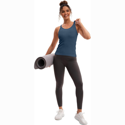 MATHCAT Racerback Workout Tank Tops for Women with Built in Bra, Sleeveless Camisole Tops Seamless Gym Athletic Yoga Shirts