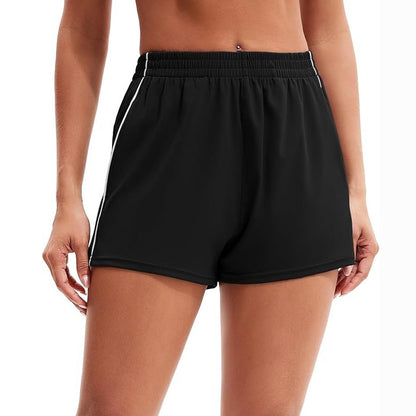 MATHCAT Womens Workout Shorts, Elastic High Waist Athletic Shorts with Pockets Stretchy Active Shorts for Running Sports
