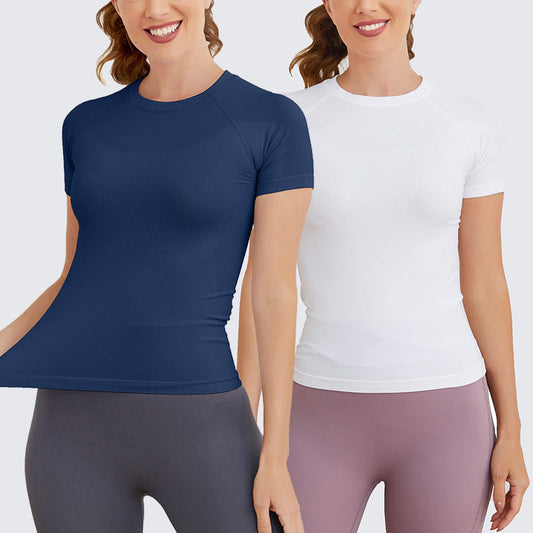 MathCat 2 Pack Seamless Soft Workout Tops T-shirts