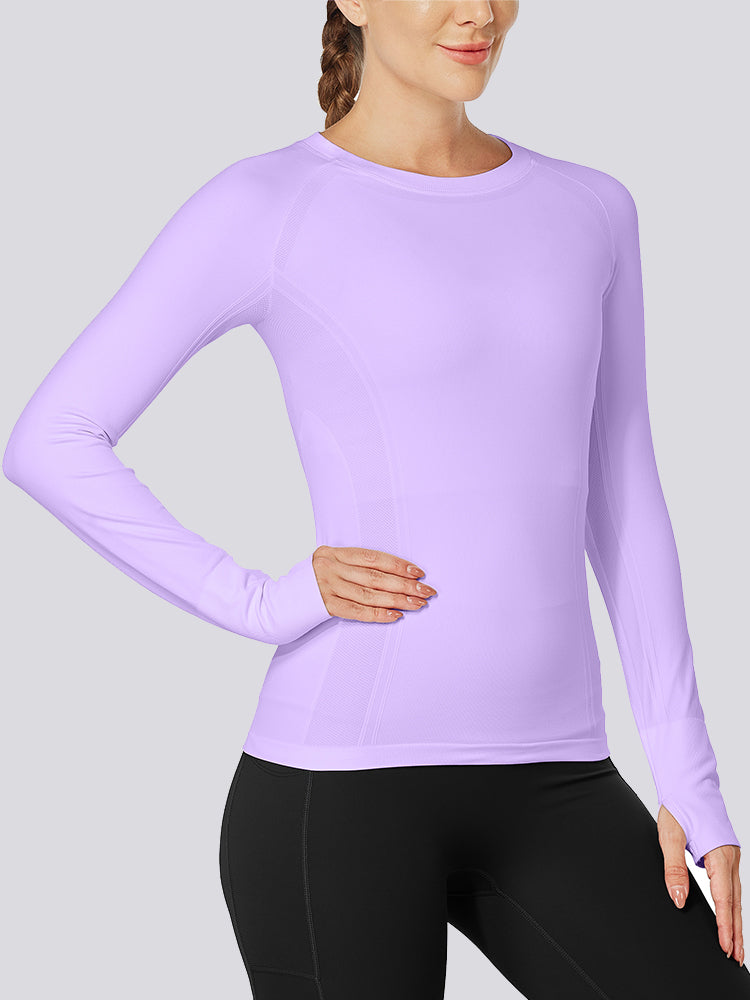 MathCat Quick Dry Gym Athletic Long Sleeve Workout Shirts Purple01