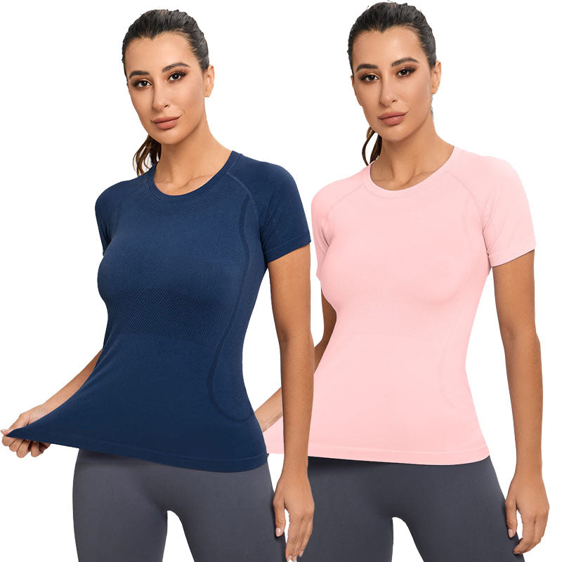 MathCat 2 Pack Yoga Short Sleeve Shirts Soft Seamless Gym T-Shirts