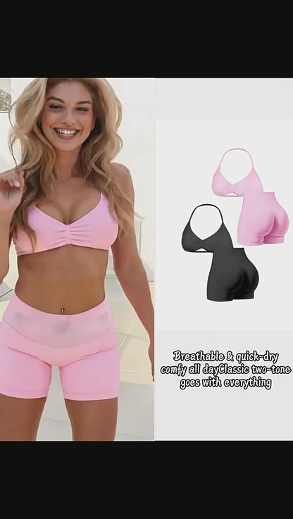 Body-Sculpting Women's 2 Piece Sporty Set, High Waisted Tight Shorts and Slim Fit Tank Top, Breathable Summer Activewear
