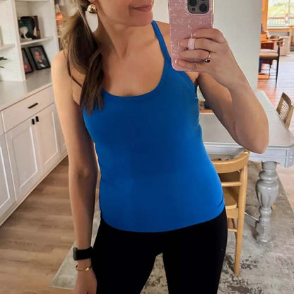 MATHCAT Ribbed Soft Seamless Workout Racerback Gym Tank Tops with Built-in Bra