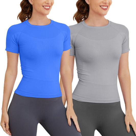 MathCat 2 Pack Seamless Soft Workout Tops T-shirts